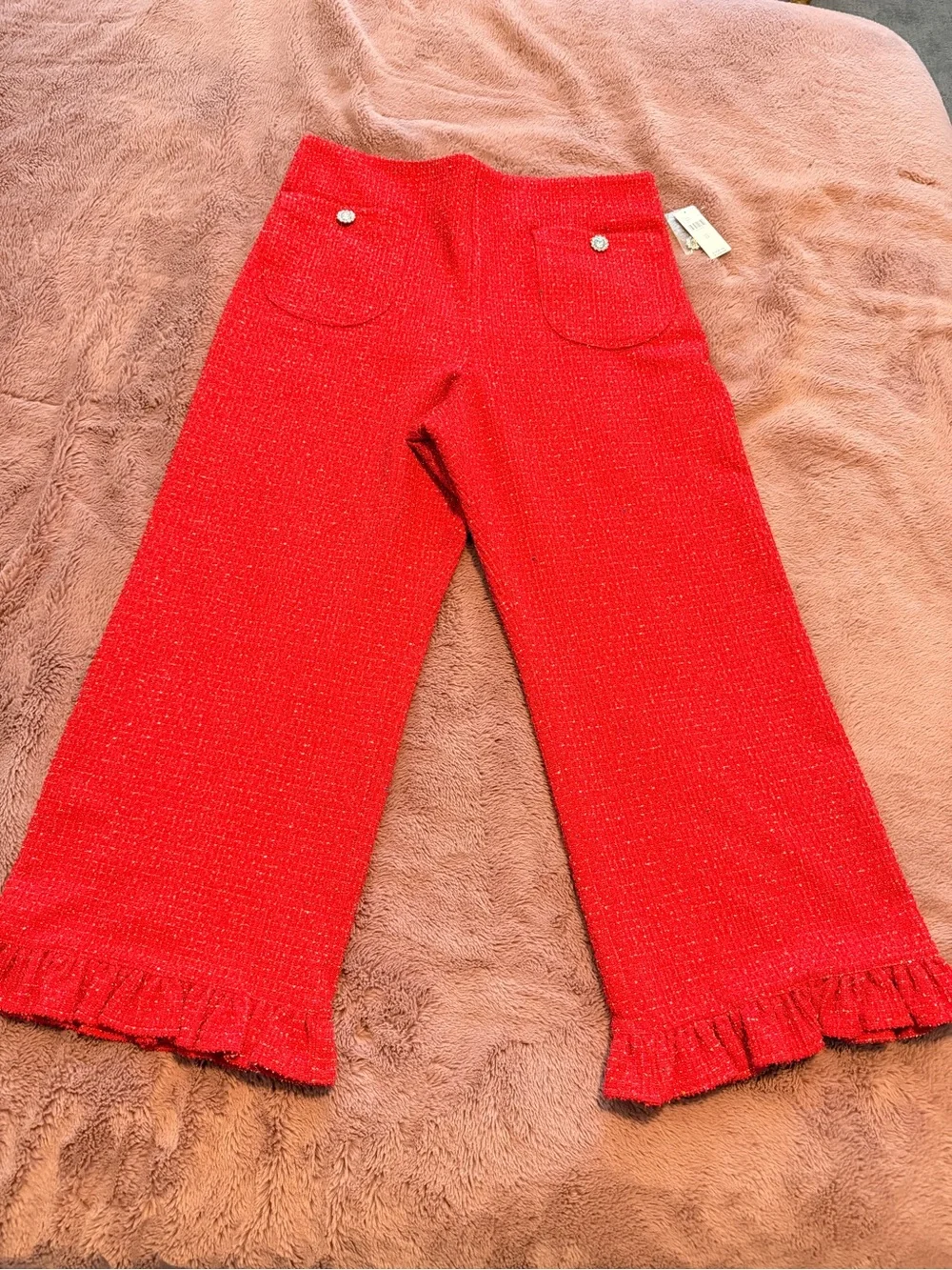Women Red Knit Two-Piece Set - Strapless top and cropped pants Brand: maeve